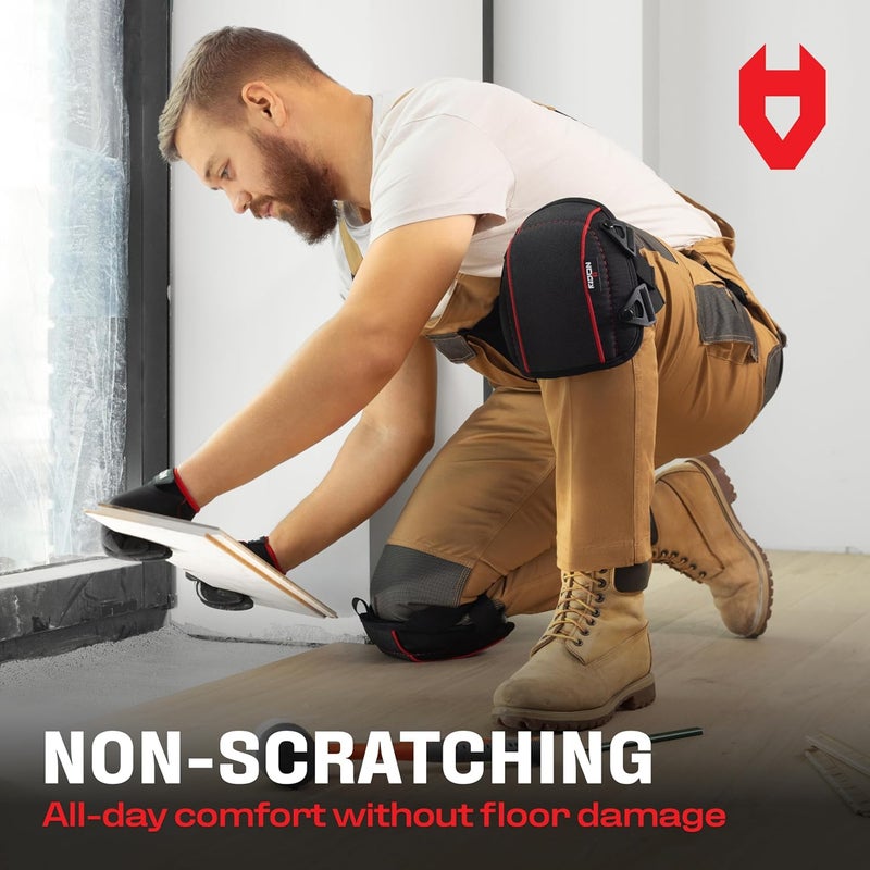 NoCry Flooring Knee Pads for Men with Extra-Wide Gel & Thick Foam Cushion — Floor-Safe Anti-Slip Leather Kneepads for Construction Work with Reinforced Adjustable Straps and Military-Grade Rivets - Image 5